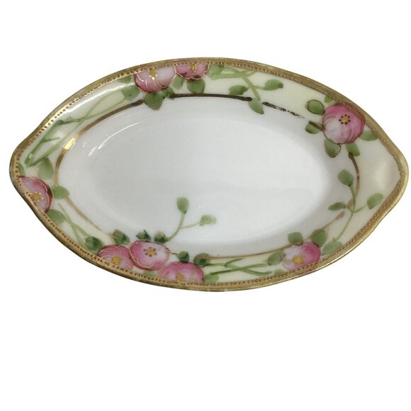 VTG (6) NORITAKE SALT CELLAR DIP Hand Painted Pink Flowers 22 K Gold Trim Nippon - Picture 5 of 10